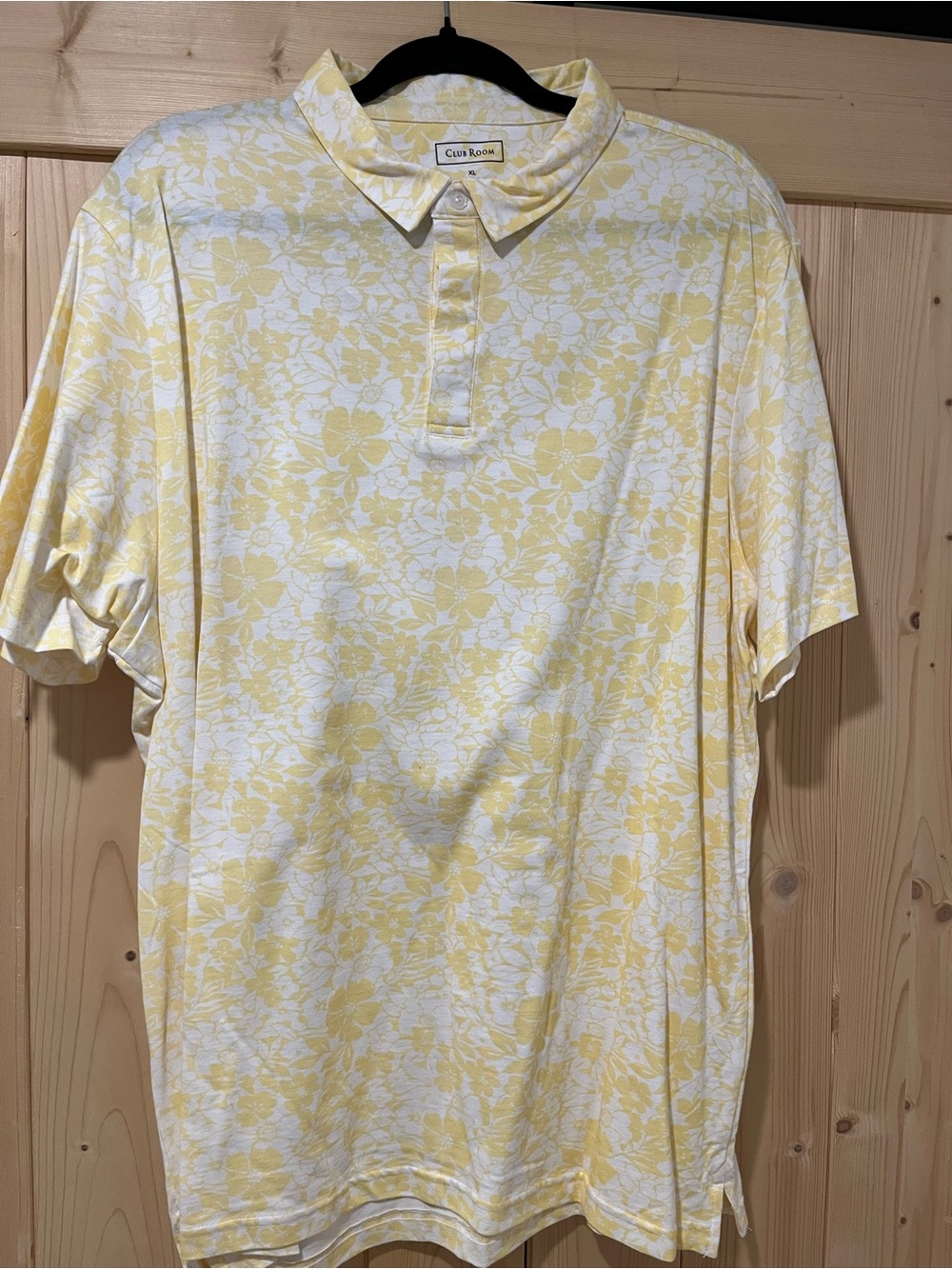 Club Room Yellow and White Floral Polo XL